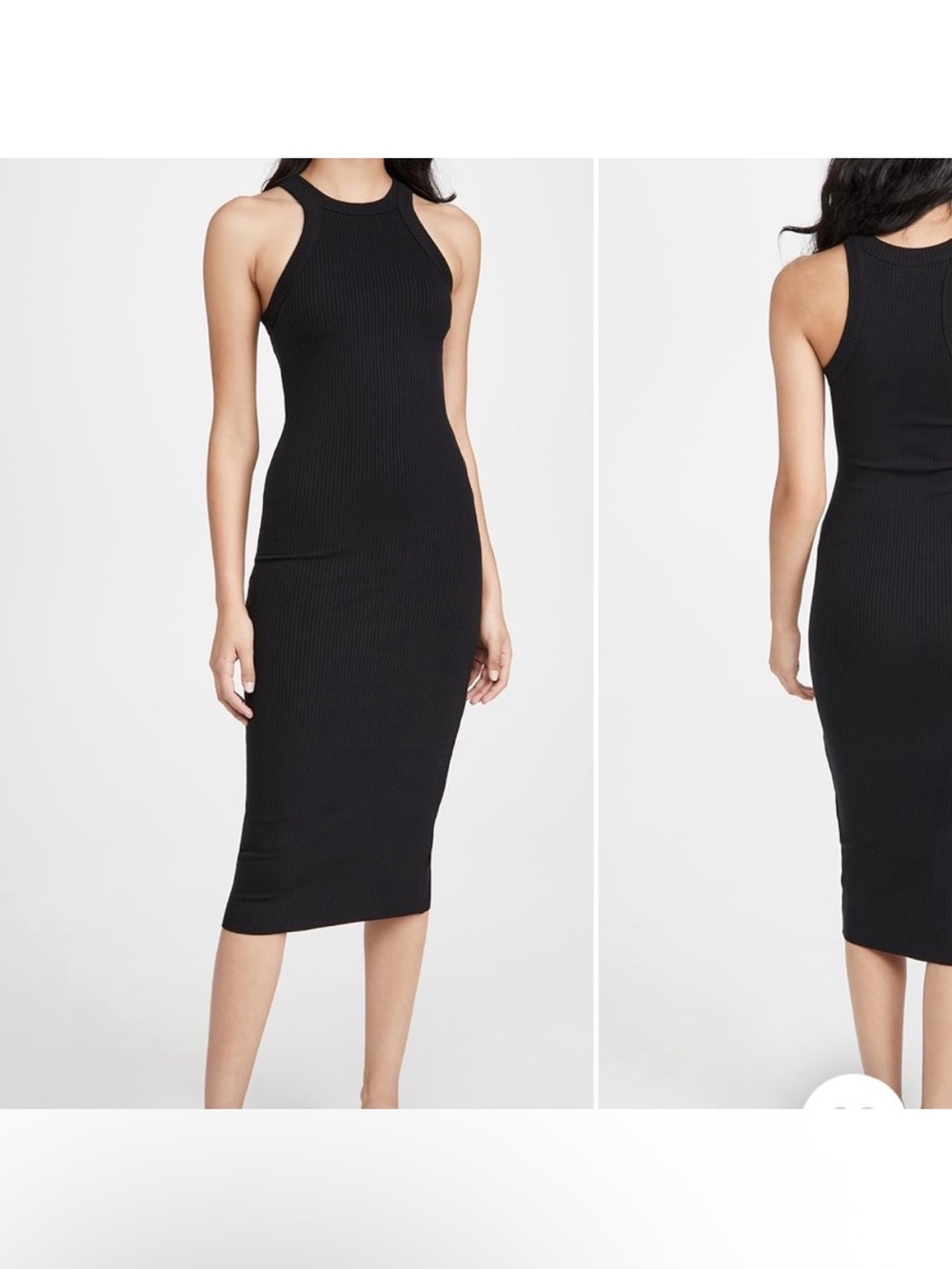 WSLY Black Ribbed Racerback Midi Dress